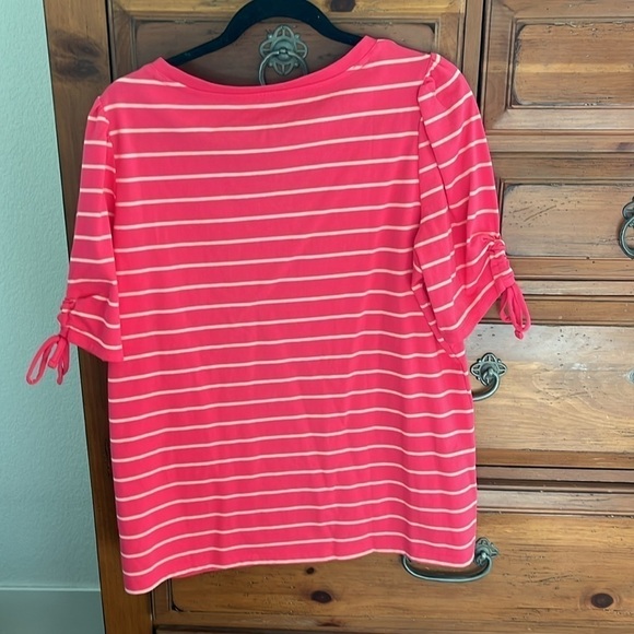 NWOT Talbots Women’s Pink And White Striped V-Neck Tee Size Plus X. - Picture 3 of 6